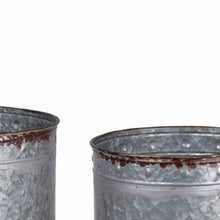 Load image into Gallery viewer, Round Galvanized Metal Planters With Hairpin Legs, Gray And Black