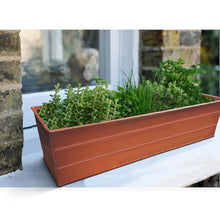 Load image into Gallery viewer, Rectangular Metal Flower Planter Box with Embossed Line Design, Small, Copper