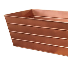 Load image into Gallery viewer, Rectangular Metal Flower Planter Box with Embossed Line Design, Large, Copper