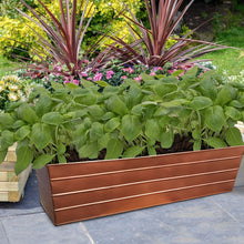 Load image into Gallery viewer, Rectangular Metal Flower Planter Box with Embossed Line Design, Large, Copper