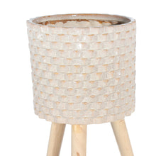 Load image into Gallery viewer, Textured Ceramic Planter with Tripod Legs, Set of 2, Cream and Brown