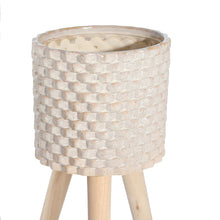 Load image into Gallery viewer, Textured Ceramic Planter with Tripod Legs, Set of 2, Cream and Brown