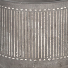 Load image into Gallery viewer, Striped Pattern Cement Planter with Saucer, Gray and White