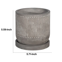 Load image into Gallery viewer, Striped Pattern Cement Planter with Saucer, Gray and White