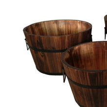 Load image into Gallery viewer, Round Wooden Planters with Narrow Bottom and Handles, Set of 3, Brown