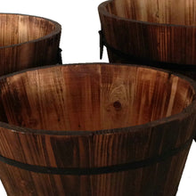 Load image into Gallery viewer, Round Wooden Planters with Narrow Bottom and Handles, Set of 3, Brown