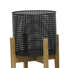 Load image into Gallery viewer, Transitional Metal Mesh Planter with Wooden Base, Set of 3, Black and Brown