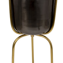 Load image into Gallery viewer, Round Metal Planter with Tripod Base, Large, Silver and Gold
