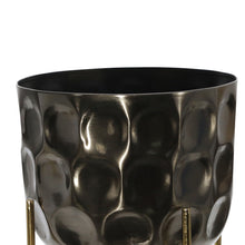 Load image into Gallery viewer, Metal Planter with Hammered Details and X shape Base, Seat of 2, Silver