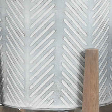 Load image into Gallery viewer, Round Metal Planter Set with Wood Stand,Set of 2,Galvanized Gray and Brown