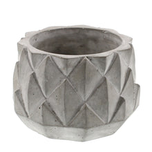 Load image into Gallery viewer, Round Cement Planter with Textured Diamond Design, Small, Gray