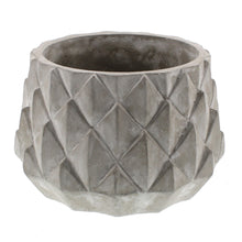 Load image into Gallery viewer, Round Cement Planter with Textured Diamond Design, Large, Gray