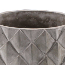 Load image into Gallery viewer, Round Cement Planter with Textured Diamond Design, Large, Gray