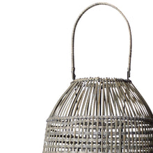 Load image into Gallery viewer, Woven Rattan Frame Lantern with Glass Hurricane, Natural Brown