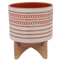Load image into Gallery viewer, Round Shaped Ceramic Planter with Aztech Pattern, Red