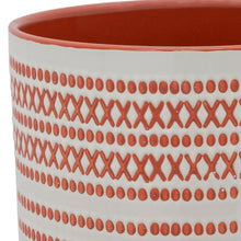 Load image into Gallery viewer, Round Shaped Ceramic Planter with Aztech Pattern, Red