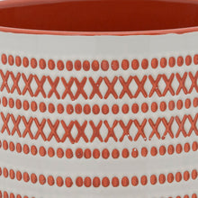 Load image into Gallery viewer, Round Shaped Ceramic Planter with Aztech Pattern, Red