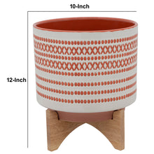 Load image into Gallery viewer, Round Shaped Ceramic Planter with Aztech Pattern, Red