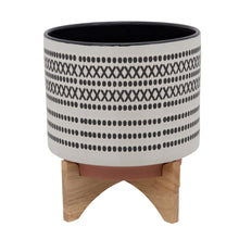 Load image into Gallery viewer, Round Shaped Ceramic Planter with Aztech Pattern, Black