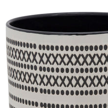 Load image into Gallery viewer, Round Shaped Ceramic Planter with Aztech Pattern, Black