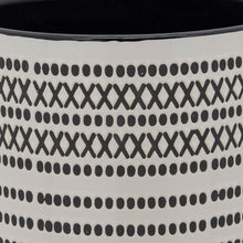 Load image into Gallery viewer, Round Shaped Ceramic Planter with Aztech Pattern, Black