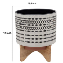 Load image into Gallery viewer, Round Shaped Ceramic Planter with Aztech Pattern, Black