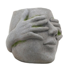 Load image into Gallery viewer, Resin Human Head Planter with Hands on Eyes, Gray