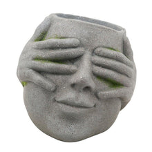 Load image into Gallery viewer, Resin Human Head Planter with Hands on Eyes, Gray