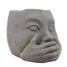 Load image into Gallery viewer, Resin Human Head Planter with Hands on Mouth, Gray