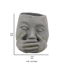 Load image into Gallery viewer, Resin Human Head Planter with Hands on Mouth, Gray