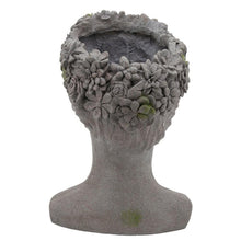 Load image into Gallery viewer, Resin Lady Head Planter with Floral Crown Top, Gray