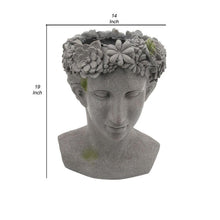 Load image into Gallery viewer, Resin Lady Head Planter with Floral Crown Top, Gray