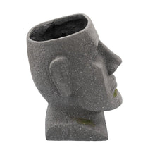 Load image into Gallery viewer, Moai Head Design Resin Planter with Round Opening, Gray