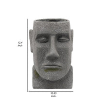 Load image into Gallery viewer, Moai Head Design Resin Planter with Round Opening, Gray