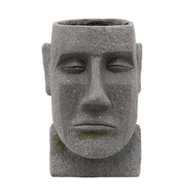 Load image into Gallery viewer, Moai Head Design Resin Planter with Round Opening, Gray