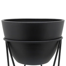 Load image into Gallery viewer, Round Hanging Metal Planter with Tripod Base, Black