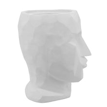 Load image into Gallery viewer, Resin Human Face Planter with Faceted Sides, White