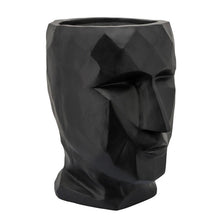 Load image into Gallery viewer, Resin Human Face Planter with Faceted Sides, Black