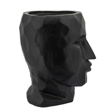 Load image into Gallery viewer, Resin Human Face Planter with Faceted Sides, Black