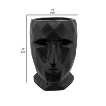 Load image into Gallery viewer, Resin Human Face Planter with Faceted Sides, Black