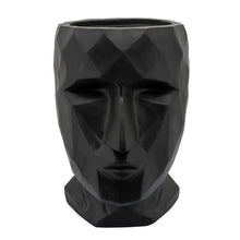 Load image into Gallery viewer, Resin Human Face Planter with Faceted Sides, Black