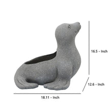 Load image into Gallery viewer, Sea Lion Design Resin Planter with Obround Opening, Gray