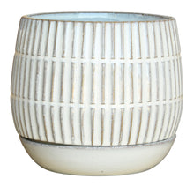 Load image into Gallery viewer, Textured Liner Pattern Ceramic Cachepot with Saucer, Set of 4, White