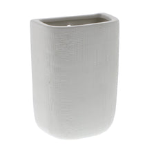 Load image into Gallery viewer, Textured Rectangular Ceramic Wall Pocket with Cut Out Hole, Tall, White