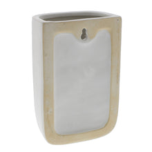 Load image into Gallery viewer, Textured Rectangular Ceramic Wall Pocket with Cut Out Hole, Tall, White