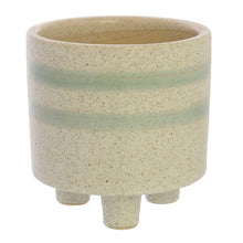 Load image into Gallery viewer, Round Top Cylindrical Ceramic Cachepot, Small, White and Green