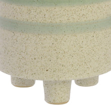 Load image into Gallery viewer, Round Top Cylindrical Ceramic Cachepot, Small, White and Green