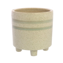 Load image into Gallery viewer, Round Top Cylindrical Ceramic Cachepot, Large, White and Green