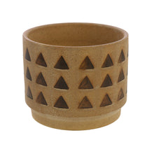Load image into Gallery viewer, Round Ceramic Cachepot with Cutout Pattern, Small, Brown