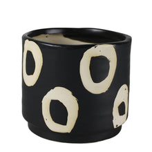 Load image into Gallery viewer, Round Ceramic Cachepot with Circle Motif, Small, Black